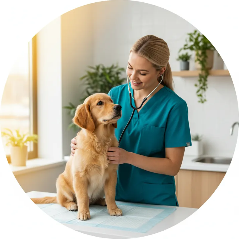 Veterinarian with pet
